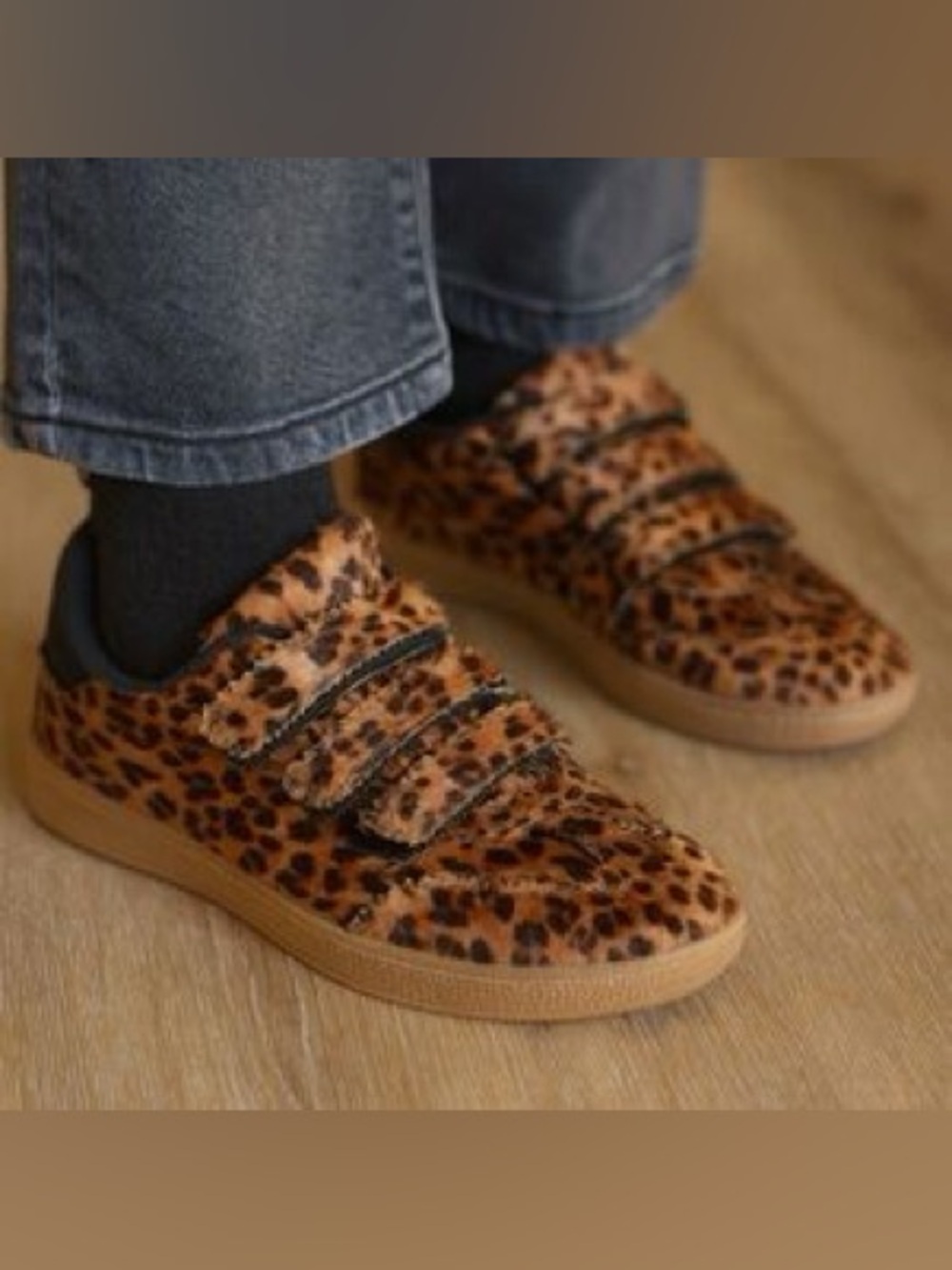 Women’s CAMILA COELHO Bastion leopard print vegan hair sneakers- Size 6
